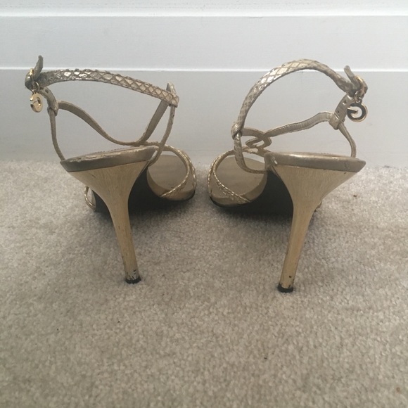 Guess Gold Sandal Heels with Charm - Picture 4 of 6